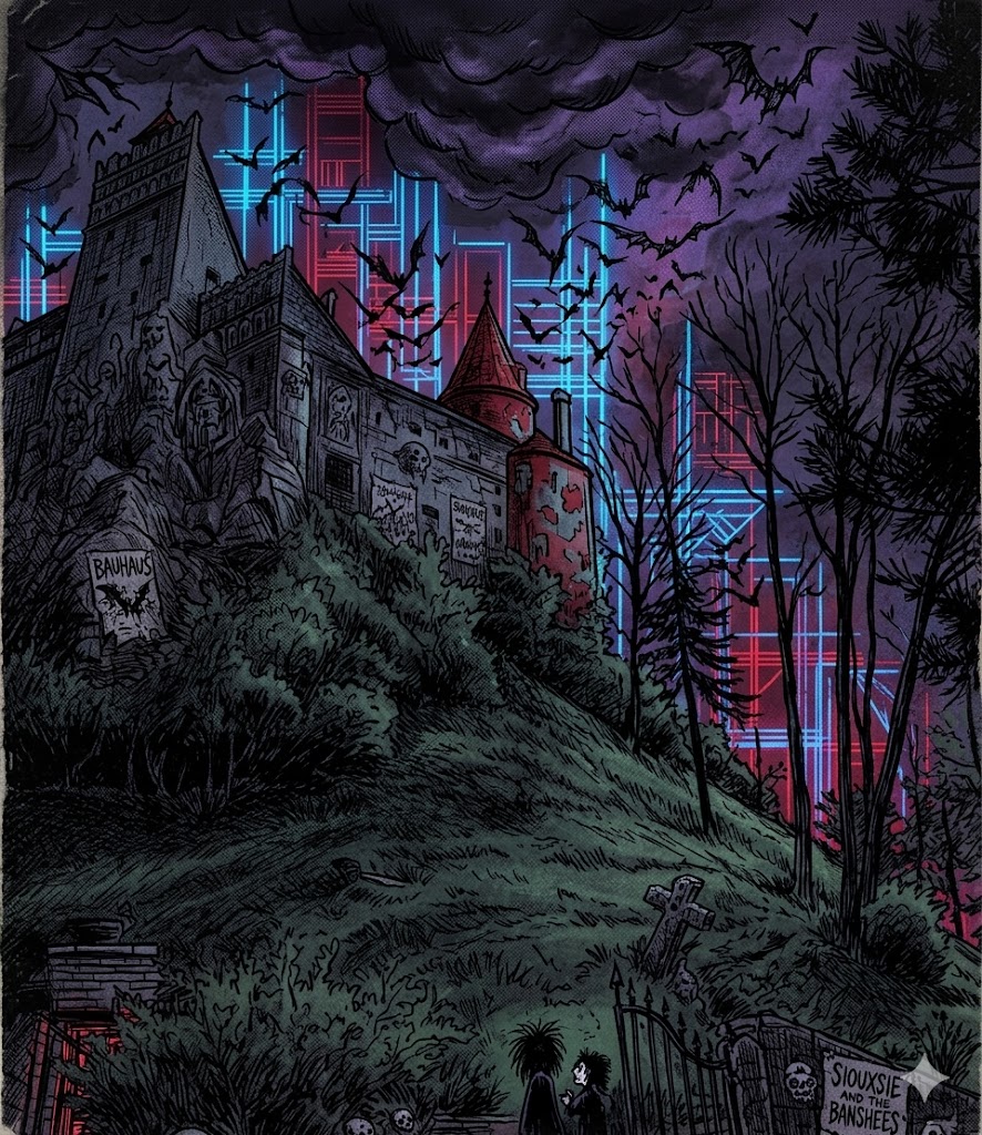 Bran Castle Neon Grid - Secret Realm Dark Art